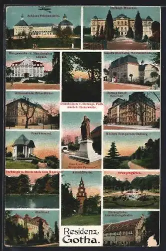AK Gotha, Schloss Friedenstein, Stadtbad, Denkmal Ernst der Fromme