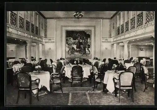Foto-AK Dampfer Deutschland, Speisesaal 1. Klasse