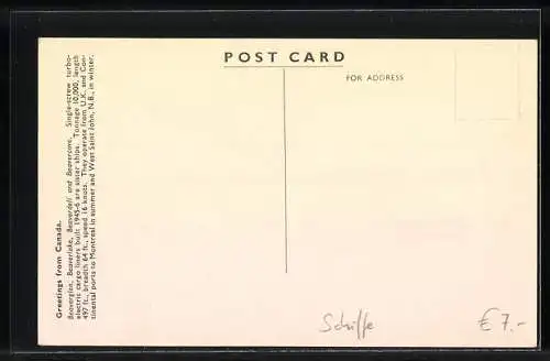 AK Canadian Pacific Cargo Liner Beaverglen unter Volldampf in Küstennähe