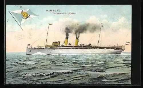 AK Turbinendampfer Kaiser in voller Fahrt