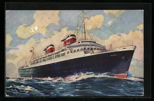 Künstler-AK S.S. America in voller Fahrt