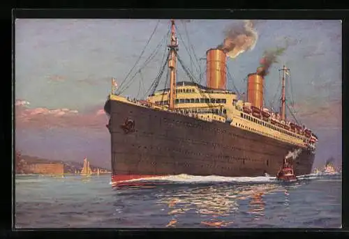 AK Passagierschiff Columbus passiert Küstenstreifen