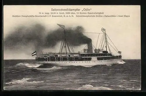 AK Salonschnelldampfer Odin, Stettiner Dampfschiffs-Gesellschaft J. F. Braeunlich