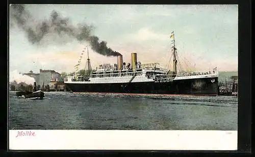 AK Dampfschiff Moltke im Hafen liegend