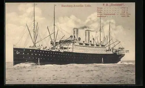 AK Hamburg-Amerika-Linie Postdampfer Cincinnati