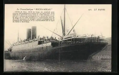 AK Passagierschiff Rochambeau im Hafen von Le Havre