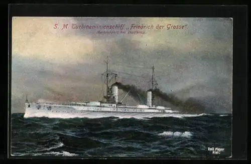 AK S.M. Turbinenlinienschiff Friedrich der Grosse, Meilenfahrt bei Haffkrug