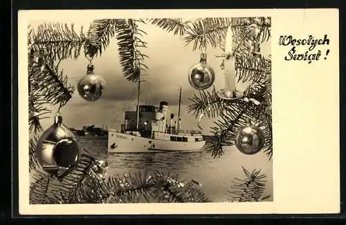 AK Passagierschiff Barbara, Weihnachtsbaumkugeln
