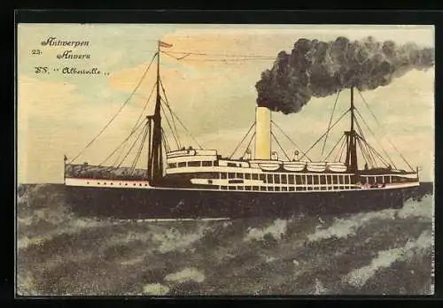 Künstler-AK Antwerpen / Anvers, Passagierschiff SS Albertville