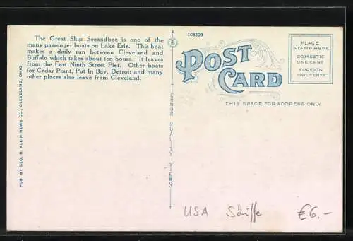 AK The Great Ship Seeandree, Passagierschiff