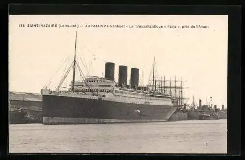 AK Saint-Nazaire, Le Transatlantique Paris, Passagierschiff