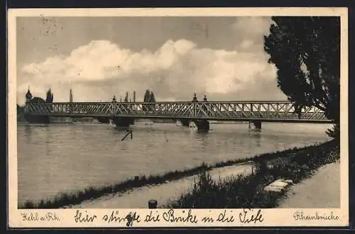 AK Kehl, Blick auf die Rheinbrücke