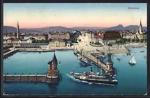 AK Konstanz, Dampfer am Hafen