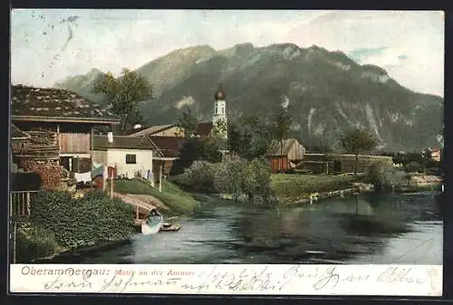 AK Oberammergau, Motiv an der Ammer