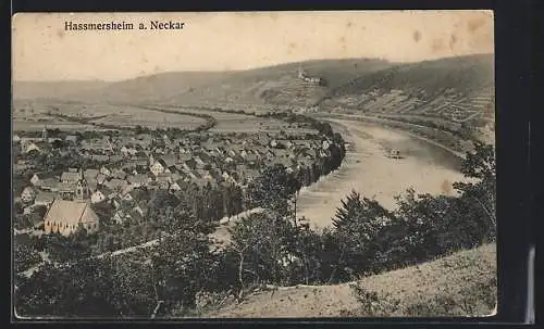 AK Hassmersheim, Blick auf den Ort am Neckar