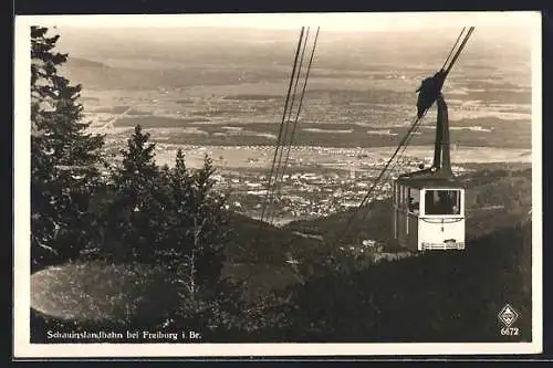 AK Freiburg i. Br., Schauinslandbahn und Teilansicht