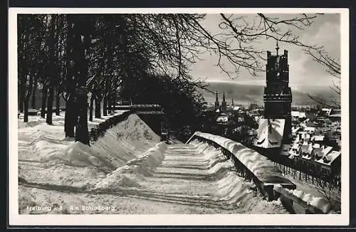 AK Freiburg i. B., Am Schlossberg im Schnee