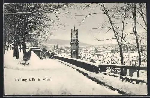 AK Freiburg i. Br., Partie am Schlossberg im Winter