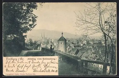 AK Freiburg / Breisgau, Abstieg vom Schlossberg