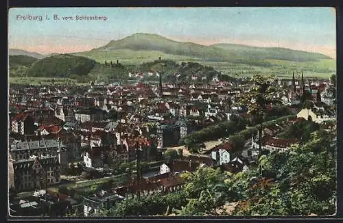 AK Freiburg i. B., Teilansicht vom Schlossberg aus gesehen