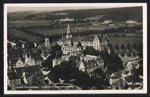 AK Sigmaringen, Schloss Sigmaringen vom Flugzeug aus gesehen