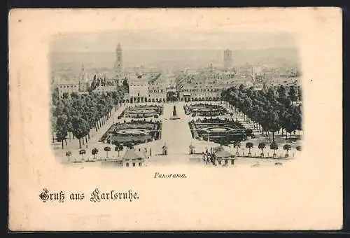 AK Karlsruhe, Panorama mit Schloss