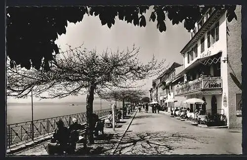 AK Meersburg am Bodensee, auf der Seepromenade