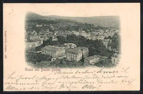 AK Baden-Baden, Gesamtansicht mit der Kirche