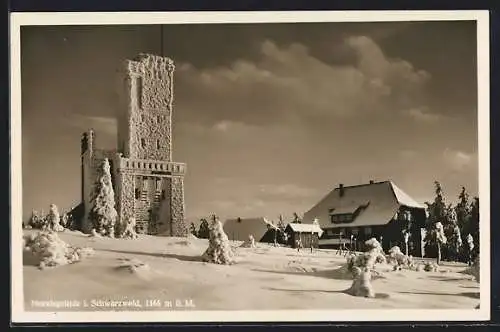 AK Hornisgrinde i. Schwarzwald, Ortspartie im Schnee