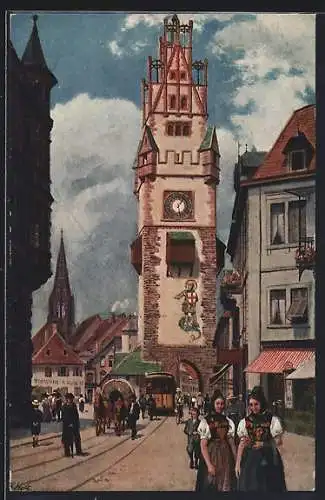 Künstler-AK H. Hoffmann: Freiburg, Das Schwabentor