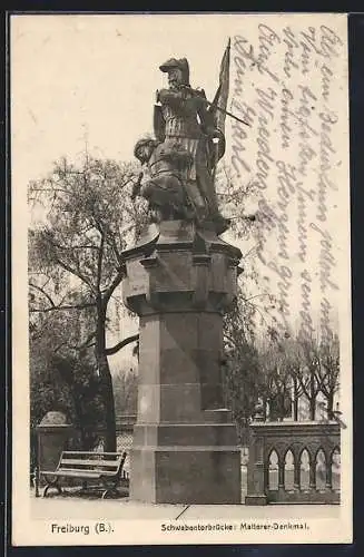 AK Freiburg / Breisgau, Schwabentorbrücke, Ansicht des Malterer-Denkmals