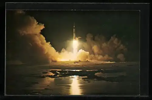AK Apollo 17 startet 1972 zum Mond