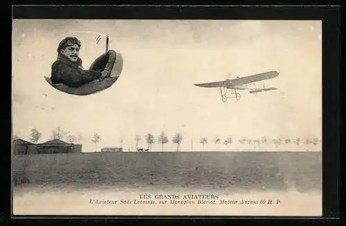 AK L`Aviateur Sadi Lecointe sur Monoplan Blériot, Flugzeug