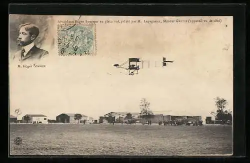 AK Aéroplane Roger Sommer piloté par M. Legagneux, Flugzeug