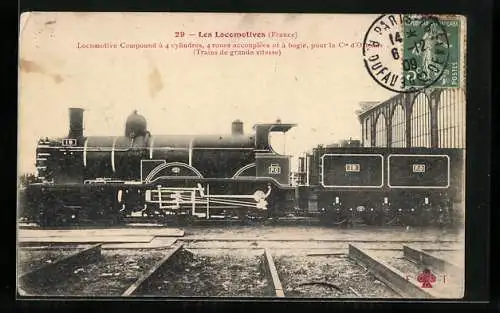 AK Lokomotive Compound, französische Eisenbahn