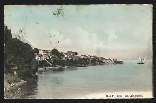 AK St. Gingolph, Ortsansicht vom Ufer gesehen
