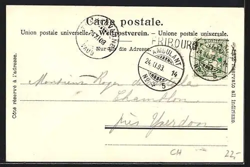 AK Fribourg, Les deux Ponts suspendus et les Alpes