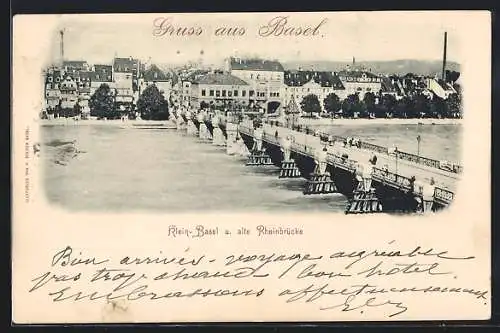 AK Basel, Klein-Basel und alte Rheinbrücke