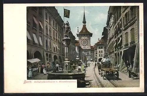 AK Bern, Zeitglockenturm und Bärenbrunnen