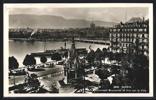AK Genève, Monument Brunswick et Vue sur la Ville