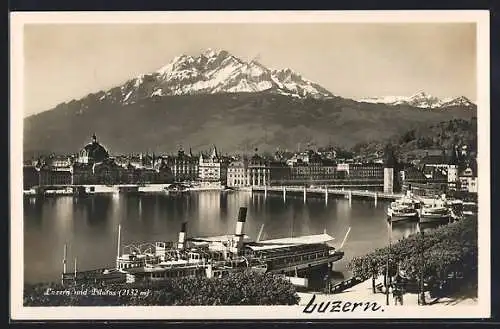 AK Luzern, Hafenansicht gegen den Pilatus