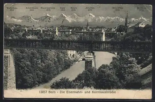 AK Bern, Die Eisenbahn- und Kornhausbrücke