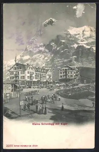 AK Kleine Scheidegg, Kurhaus Bellevue mit Eiger