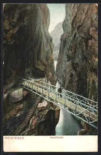 AK Meiringen, Brücke in der Aareschlucht