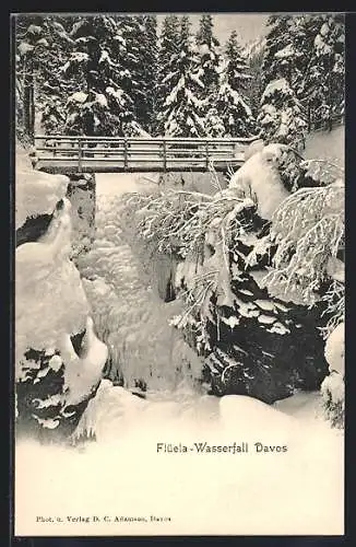 AK Davos, Flüela-Wasserfall im Schnee
