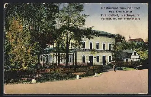 AK Braunsdorf /Zschopautal, Restaurant zum Bahnhof von Emil Richter