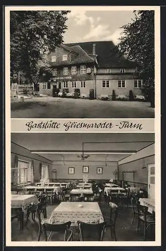 AK Gliesmarode, Gaststätte Gliesmaroder Turm O. Grübel mit Gastraum