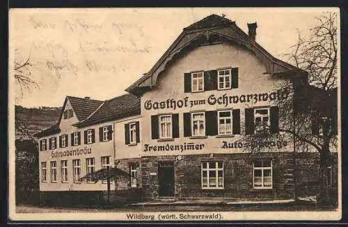 AK Wildberg /Schwarzwald, Gasthof-Pension zum Schwarzwald A. Götz, Frontansicht