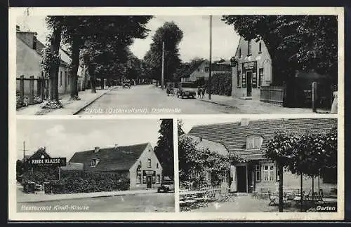 AK Dyrotz /Havelland, Restaurant Kindl-Klause mit Garten, Dorfstrasse