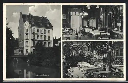 AK Braunschweig, Bahnhofs-Hotel Karl Winkelmann mit Innenansicht